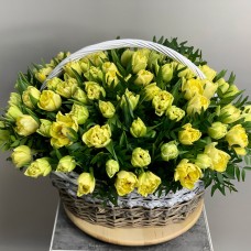 Корзина "101 пионовидный лимонный тюльпан"